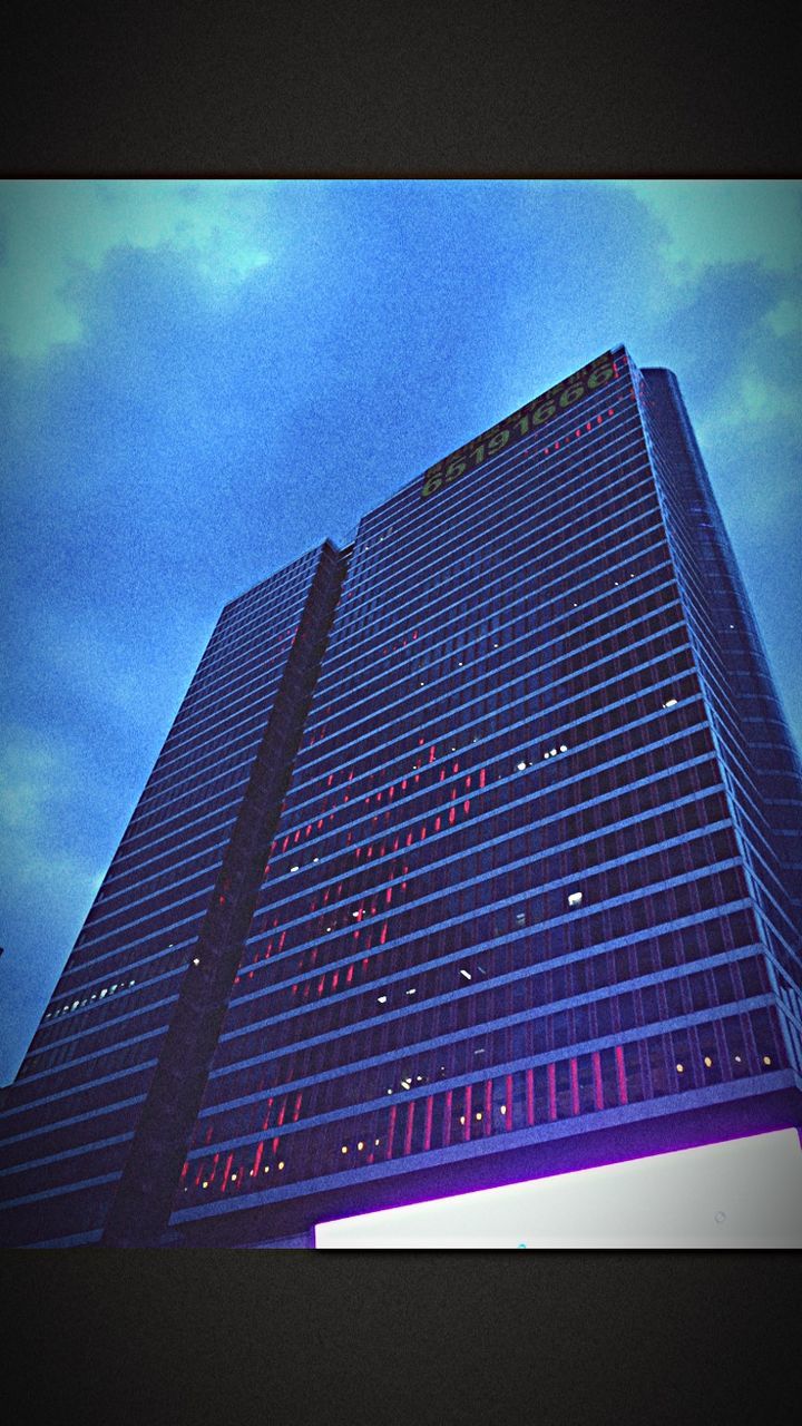 architecture, built structure, low angle view, building exterior, modern, sky, skyscraper, city, office building, tall - high, tower, glass - material, building, blue, cloud - sky, reflection, tall, cloud, no people, auto post production filter