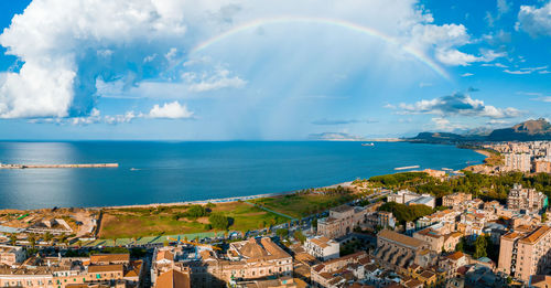 Aerial panoramic view of palermo town in sicily.