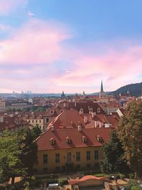 High angle view of townscape against sky