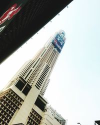 Low angle view of modern buildings against clear sky