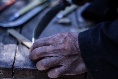 Close-up of man working