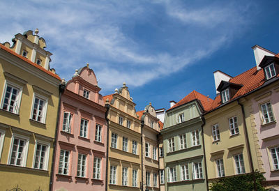 Low angle view of residential buildings against sky