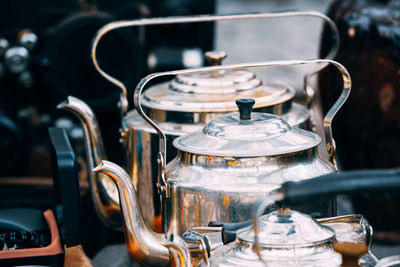 Close-up of kettle on table