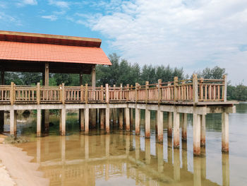 Pier and gazebo on lake