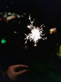 Firework display at night