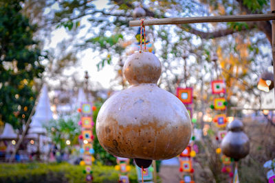 Close-up of christmas decoration hanging on tree