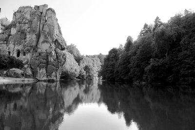 Scenic view of lake against clear sky