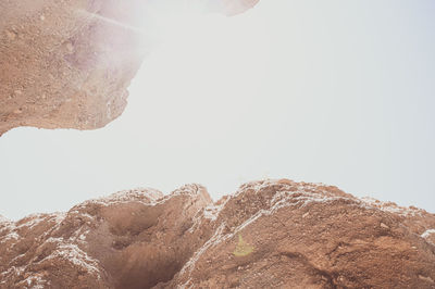 Low angle view of rock formation against clear sky