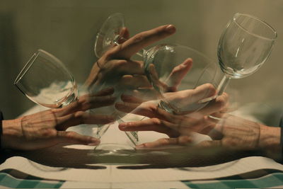 Group of people on glass table