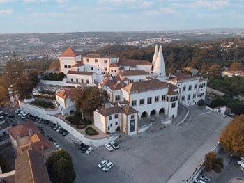 A high angle view of the national palace of sintra
