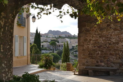 Archway by buildings