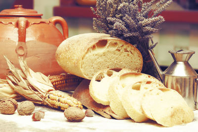 Close-up of bread slices