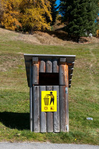 Information sign on field