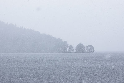 Scenic view of sea against sky during winter