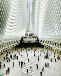 High angle view of people in modern building