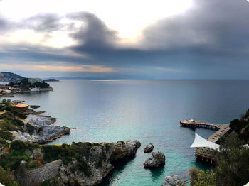 High angle view of sea against sky