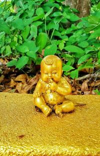 Close-up of statue against plants