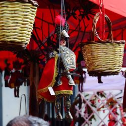 Red lanterns hanging for sale in market