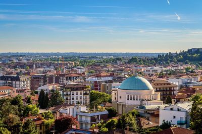 High angle view of cityscape against sky