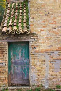 Close-up of closed door of house