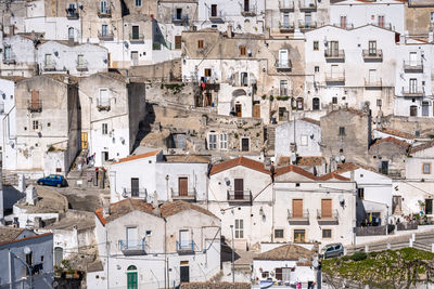 The old houses of monte sant angelo on the gargano mountains in the puglia region of italy