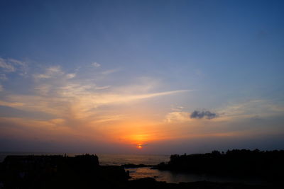 View of calm sea at sunset