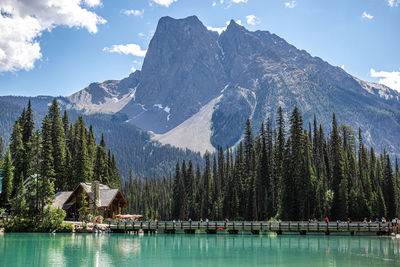 Panoramic view of snowcapped mountains against sky