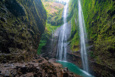 Low angle view of waterfall