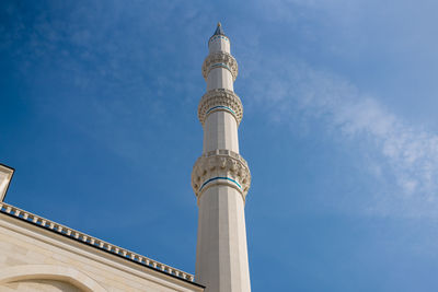 Minaret in the camlica mosque in uskudar district of istanbul. new mosque in turkey