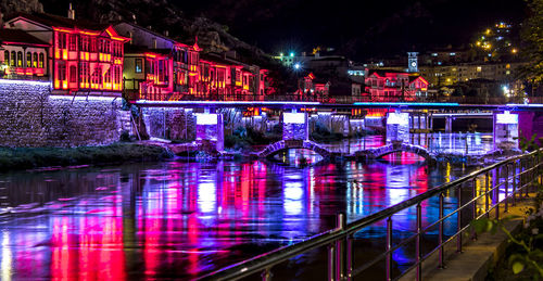 View of illuminated city at night