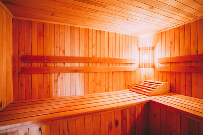 Interior of sauna room