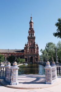 Temple against clear sky