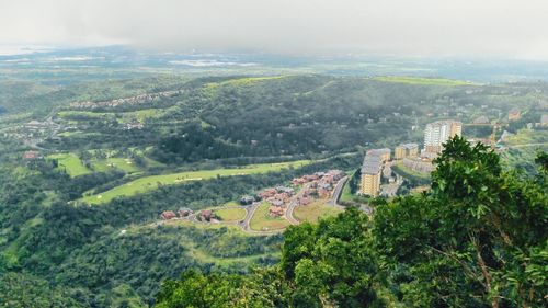 High angle view of cityscape against sky