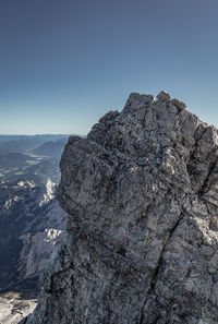 Rock formations on landscape against clear sky