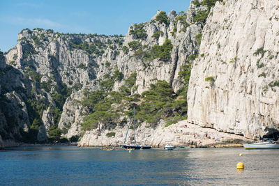 Scenic view of sea and mountains