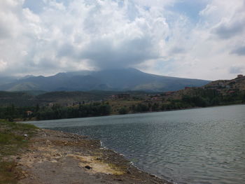 Scenic view of lake against sky