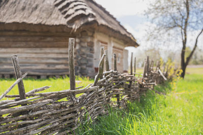 Old worn out wooden cart in the village