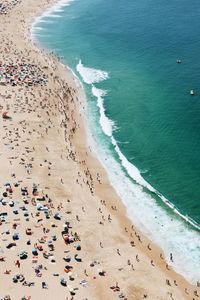 High angle view of people on beach