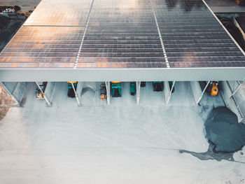 High angle view of pier on snow