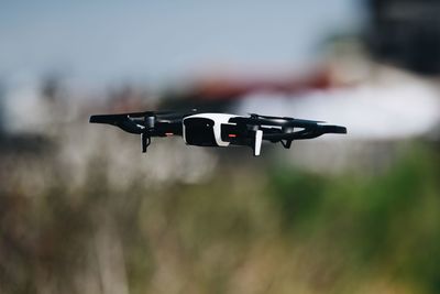 Airplane flying against blurred background