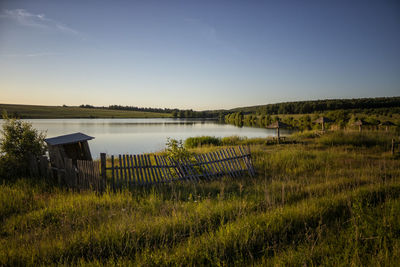 Scenic view of lake against sky