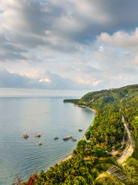 High angle view of sea against sky