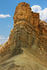 Low angle view of rock formations