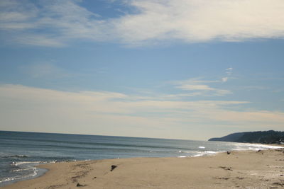 Scenic view of beach and sea against sky