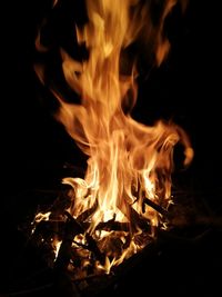 Close-up of fire in the dark