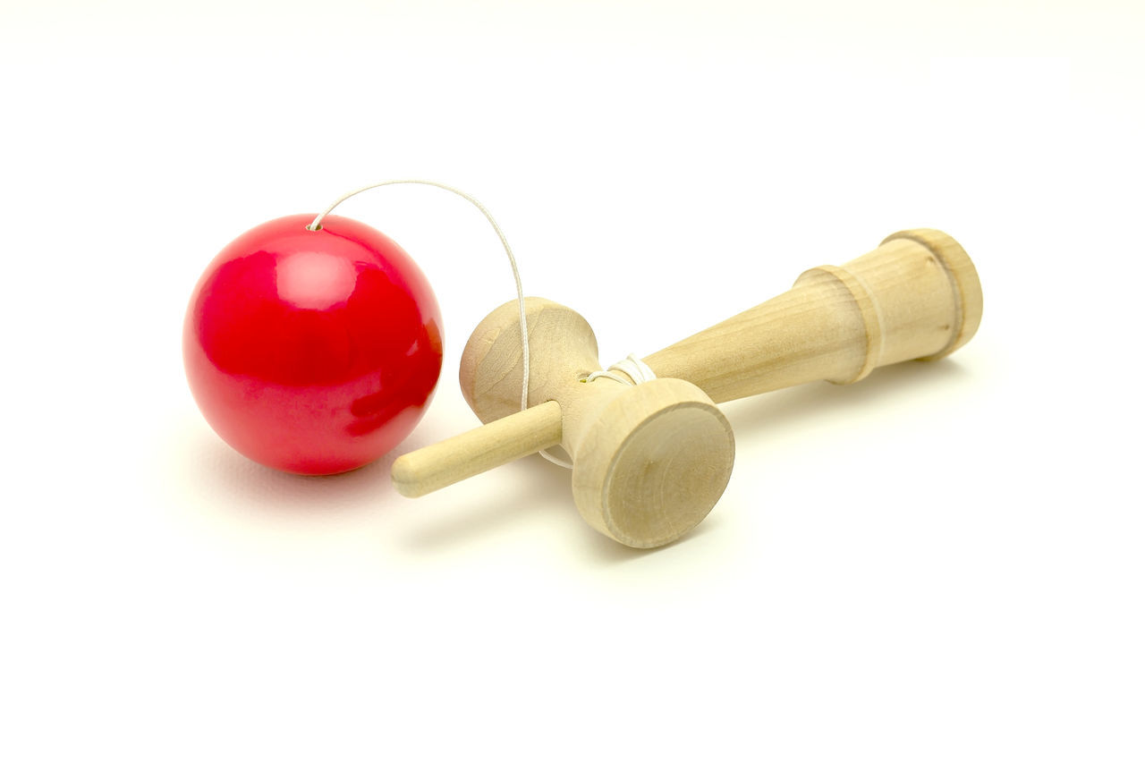 Kendama, toy, japan, white, background, japanese, traditional, ball, wooden, old, wood, fun, red, object, game, vintage, isolated, play, rope, retro, classic, string, culture, antique, hole