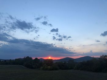 Scenic view of landscape against sky during sunset