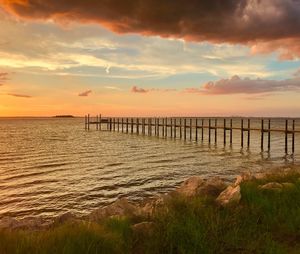 Scenic view of sea against sky during sunset