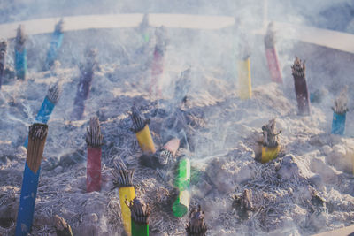 Close-up of smoke emitting from incense