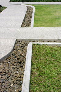 High angle view of footpath in park